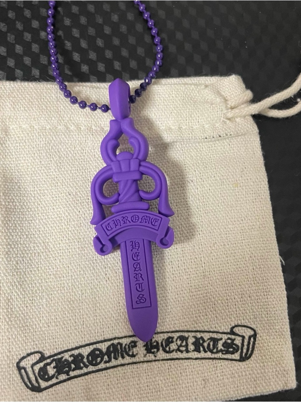 Chrome Hearts Kids Purple Sword Pendant Necklace on Ball Chain (BUDLE DEALS!)